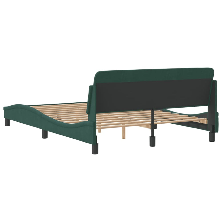 Bedframe Met Hoofdeinde Fluweel Donkergroen 140X190 Cm