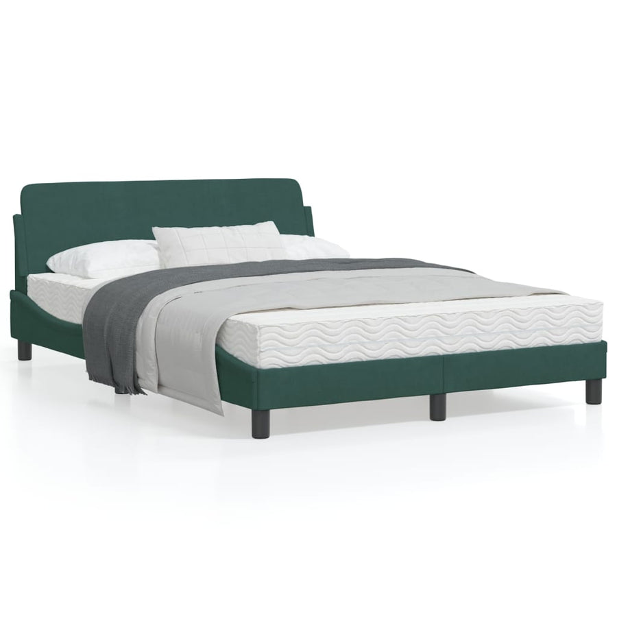 Bedframe Met Hoofdeinde Fluweel Donkergroen 140X190 Cm