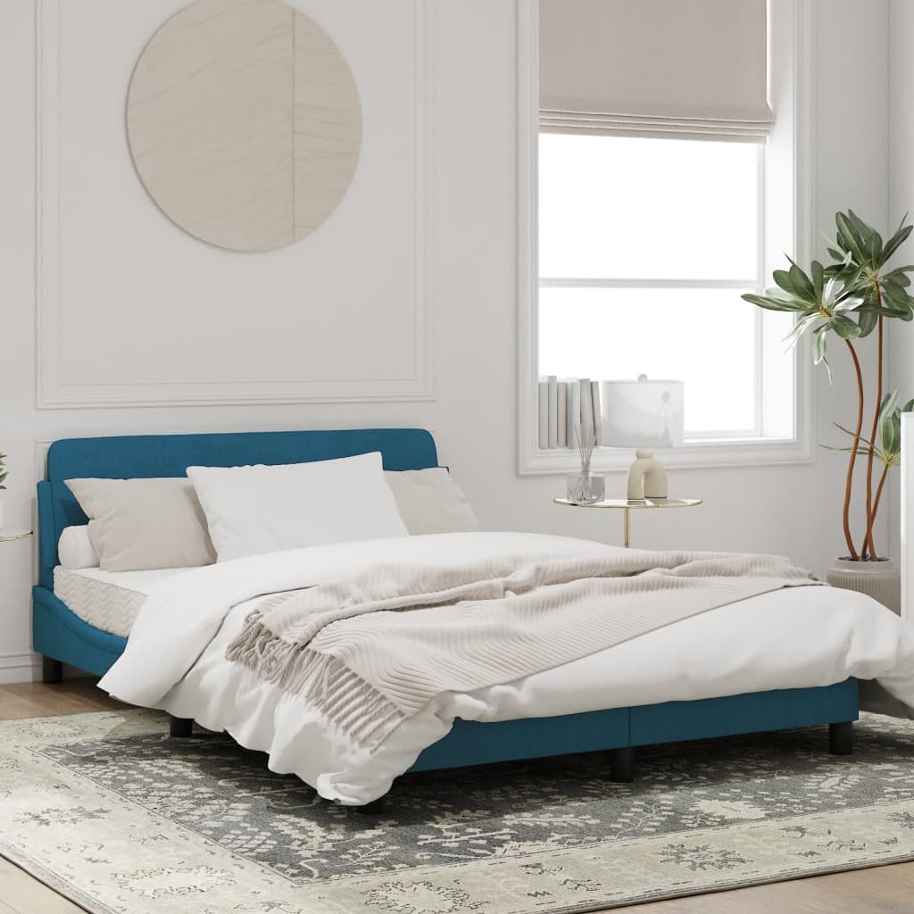 Bedframe Met Hoofdeinde Fluweel Blauw 140X190 Cm