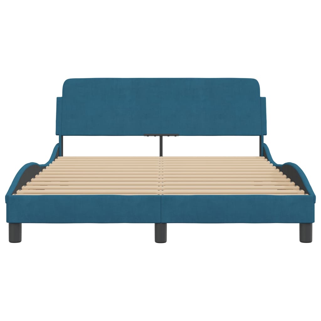 Bedframe Met Hoofdeinde Fluweel Blauw 140X190 Cm