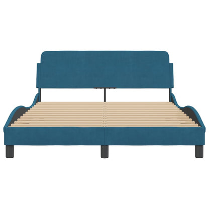 Bedframe Met Hoofdeinde Fluweel Blauw 140X190 Cm