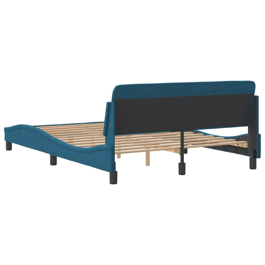 Bedframe Met Hoofdeinde Fluweel Blauw 140X190 Cm