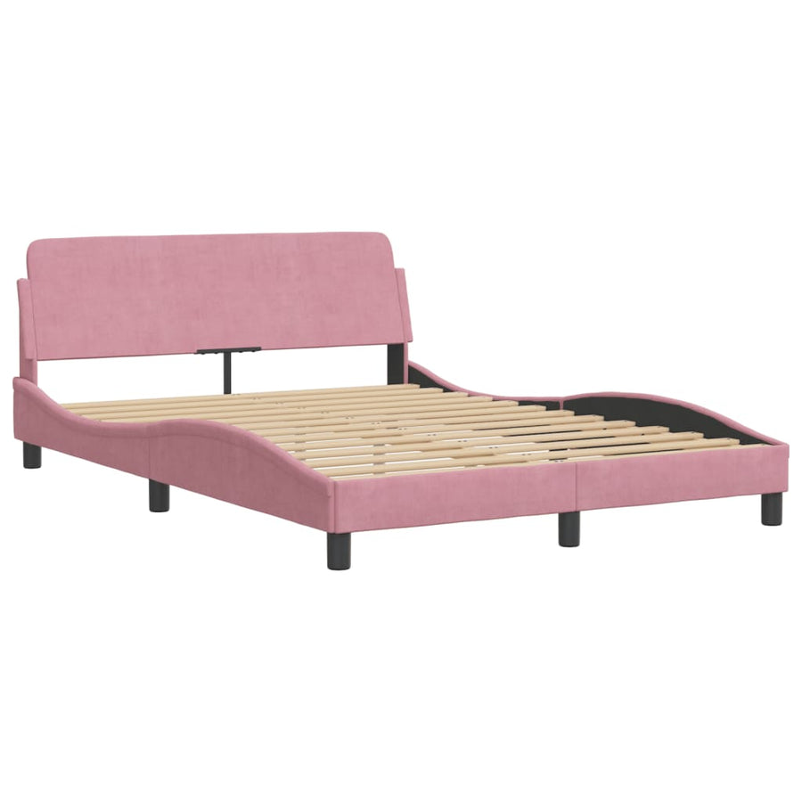 Bedframe Met Hoofdeinde Fluweel Roze 140X190 Cm