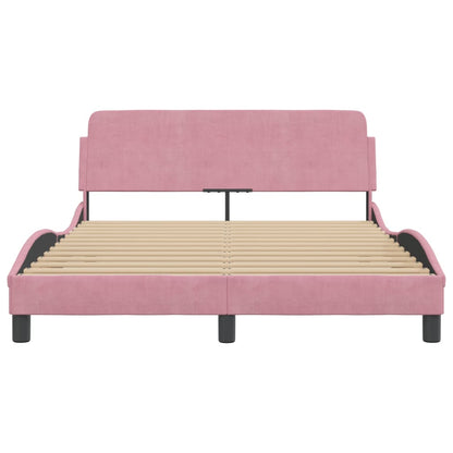 Bedframe Met Hoofdeinde Fluweel Roze 140X190 Cm