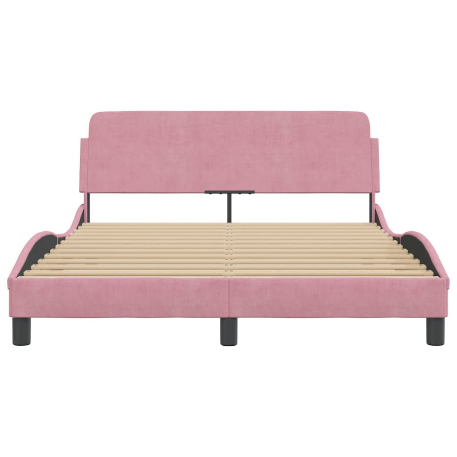 Bedframe Met Hoofdeinde Fluweel Roze 140X190 Cm