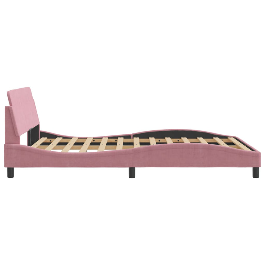 Bedframe Met Hoofdeinde Fluweel Roze 140X190 Cm