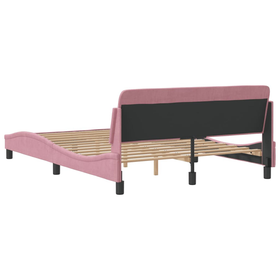 Bedframe Met Hoofdeinde Fluweel Roze 140X190 Cm