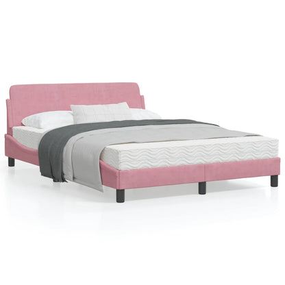 Bedframe Met Hoofdeinde Fluweel Roze 140X190 Cm