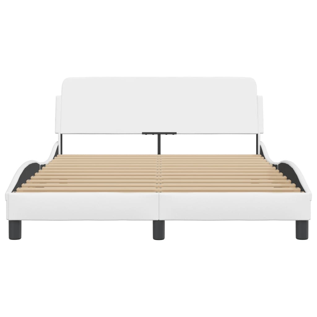 Bedframe Met Hoofdbord Kunstleer Wit 140X190 Cm