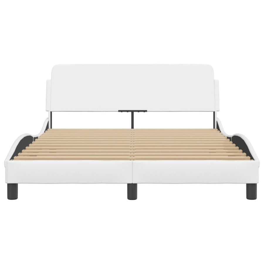 Bedframe Met Hoofdbord Kunstleer Wit 140X190 Cm