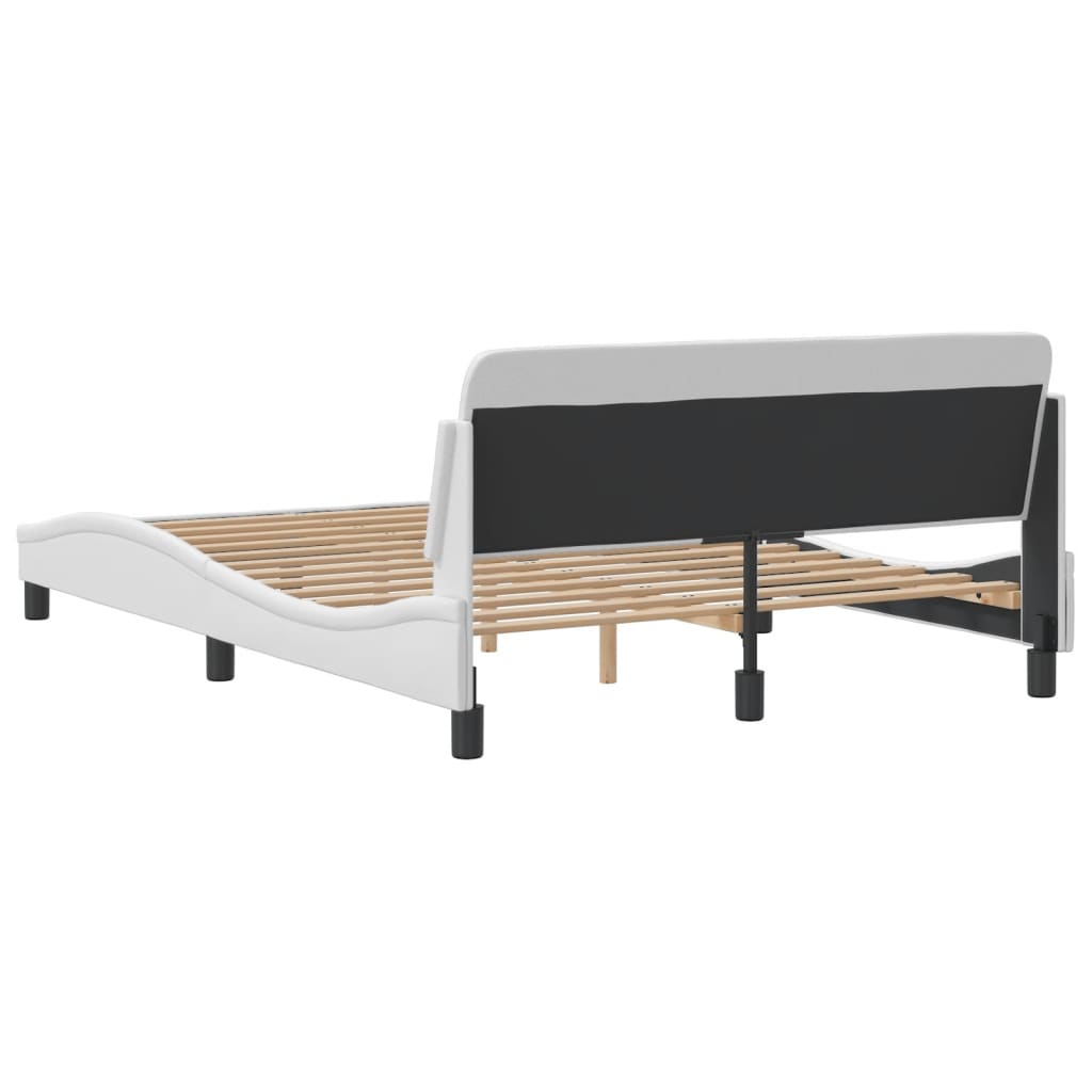 Bedframe Met Hoofdbord Kunstleer Wit 140X190 Cm
