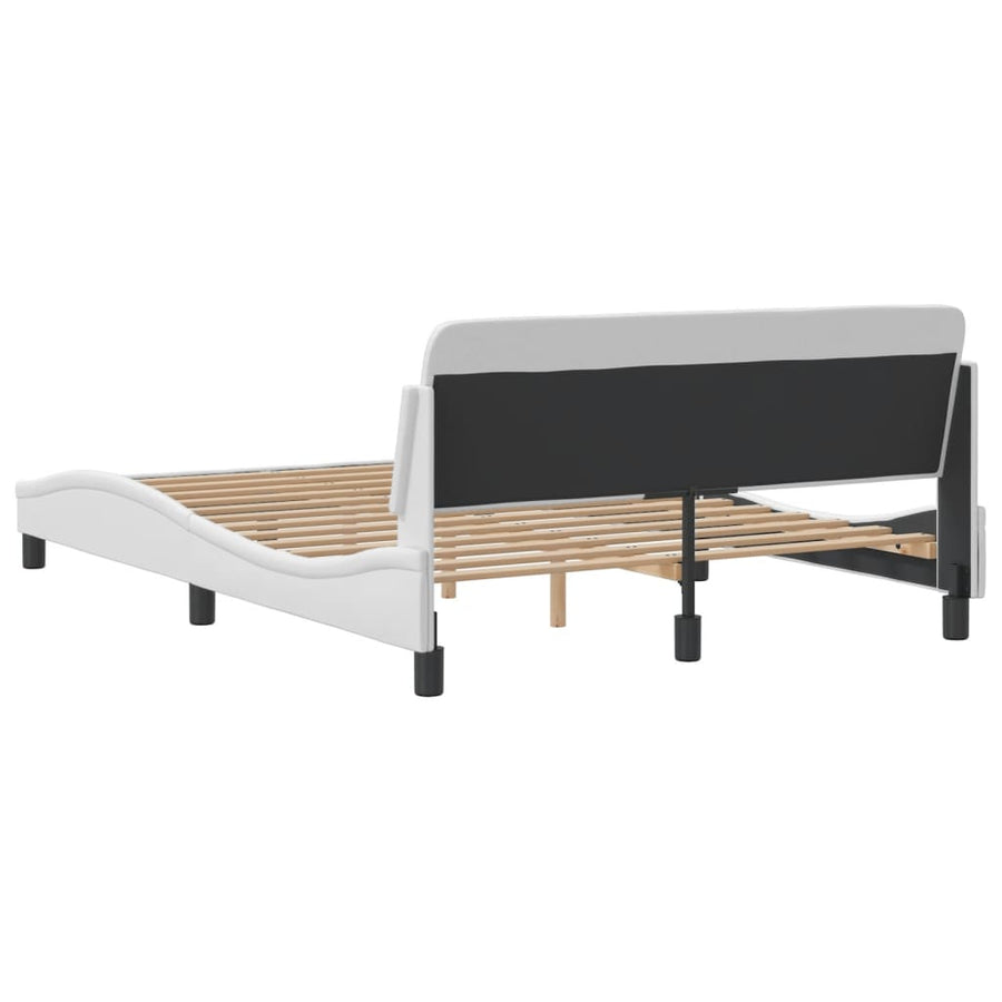 Bedframe Met Hoofdbord Kunstleer Wit 140X190 Cm