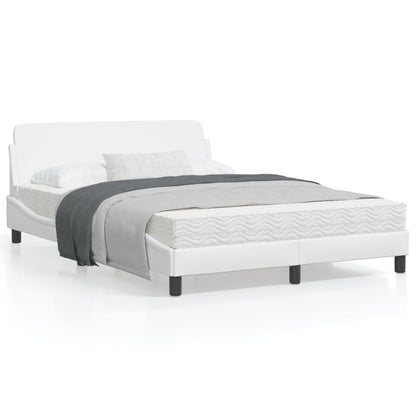 Bedframe Met Hoofdbord Kunstleer Wit 140X190 Cm
