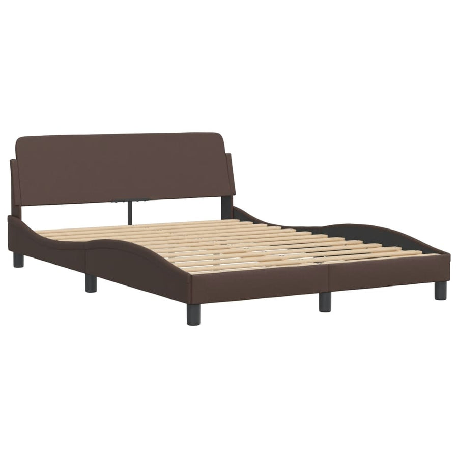 Bedframe Met Hoofdbord Kunstleer Bruin 140X190 Cm