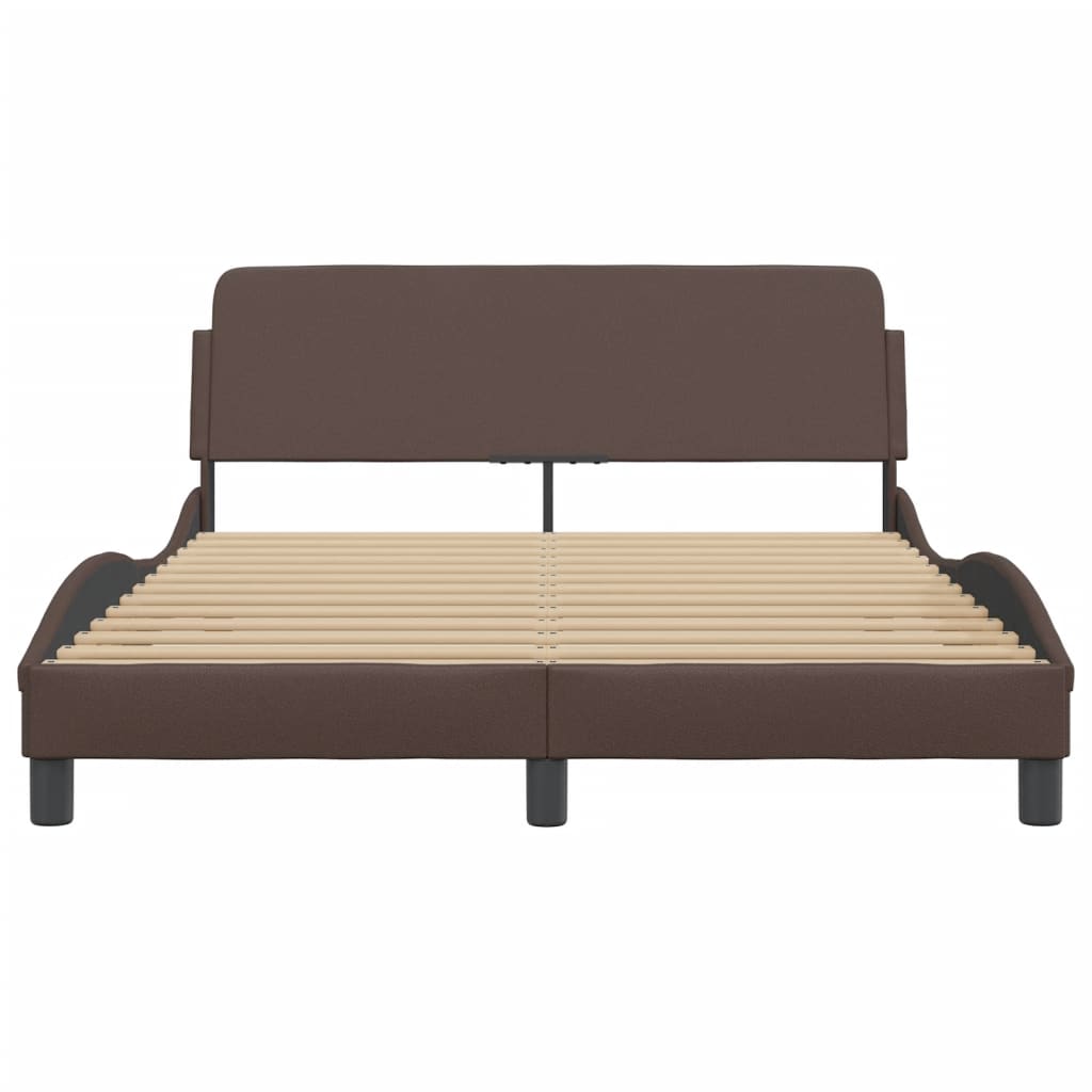 Bedframe Met Hoofdbord Kunstleer Bruin 140X190 Cm
