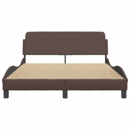 Bedframe Met Hoofdbord Kunstleer Bruin 140X190 Cm