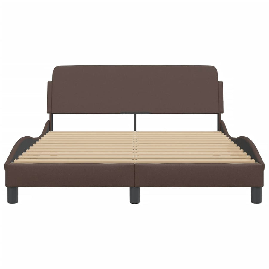 Bedframe Met Hoofdbord Kunstleer Bruin 140X190 Cm