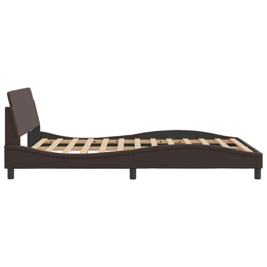 Bedframe Met Hoofdbord Kunstleer Bruin 140X190 Cm