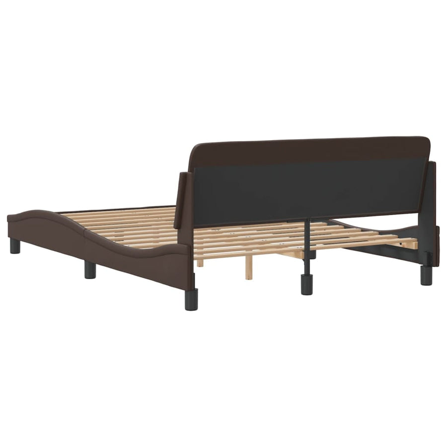 Bedframe Met Hoofdbord Kunstleer Bruin 140X190 Cm