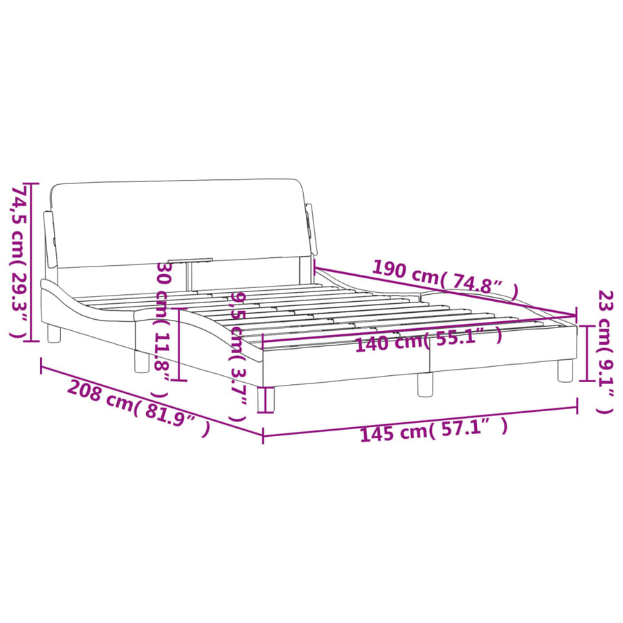 Bedframe Met Hoofdbord Kunstleer Bruin 140X190 Cm