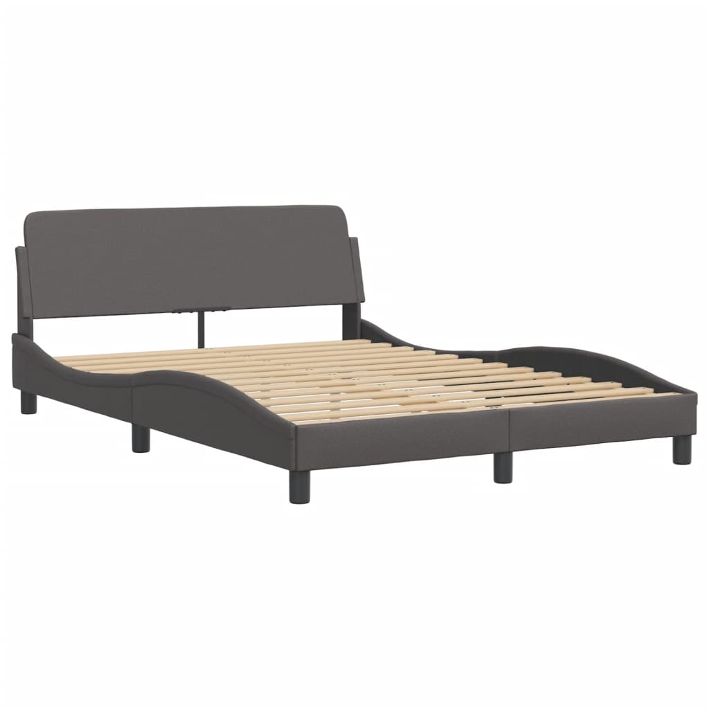 Bedframe Met Hoofdbord Kunstleer Grijs 140X190 Cm