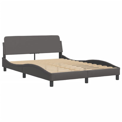 Bedframe Met Hoofdbord Kunstleer Grijs 140X190 Cm