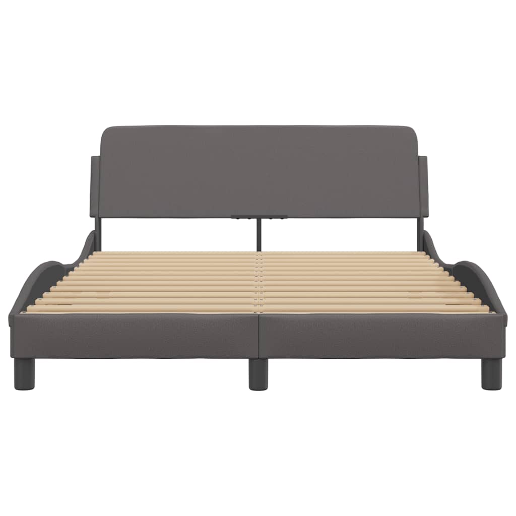 Bedframe Met Hoofdbord Kunstleer Grijs 140X190 Cm