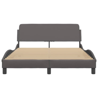 Bedframe Met Hoofdbord Kunstleer Grijs 140X190 Cm