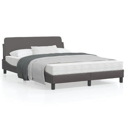Bedframe Met Hoofdbord Kunstleer Grijs 140X190 Cm