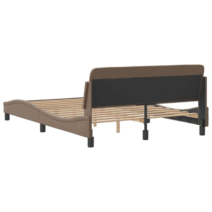 Bedframe Met Hoofdbord Kunstleer Cappucinnokleurig 140X190 Cm