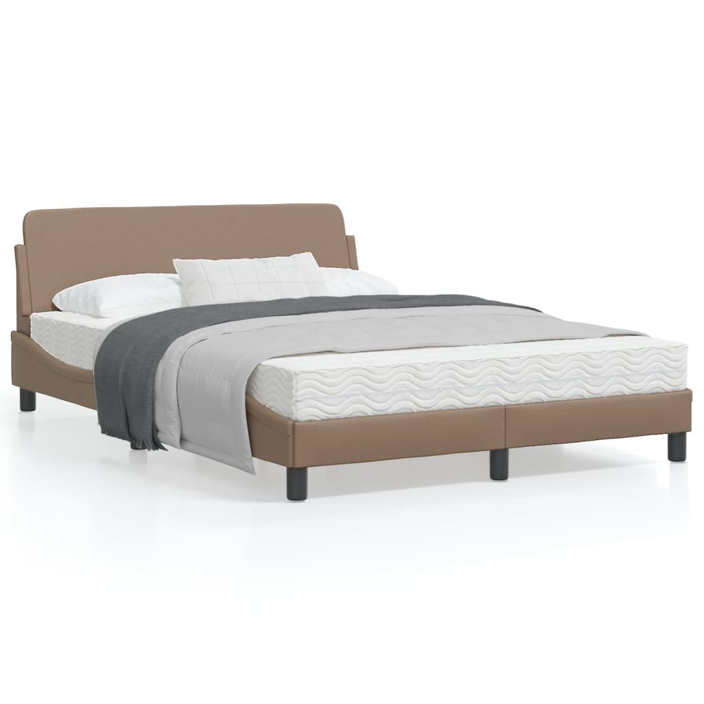 Bedframe Met Hoofdbord Kunstleer Cappucinnokleurig 140X190 Cm