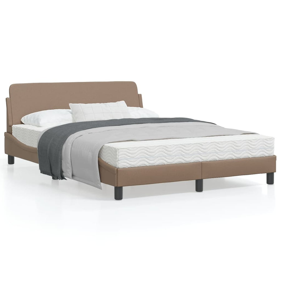 Bedframe Met Hoofdbord Kunstleer Cappucinnokleurig 140X190 Cm