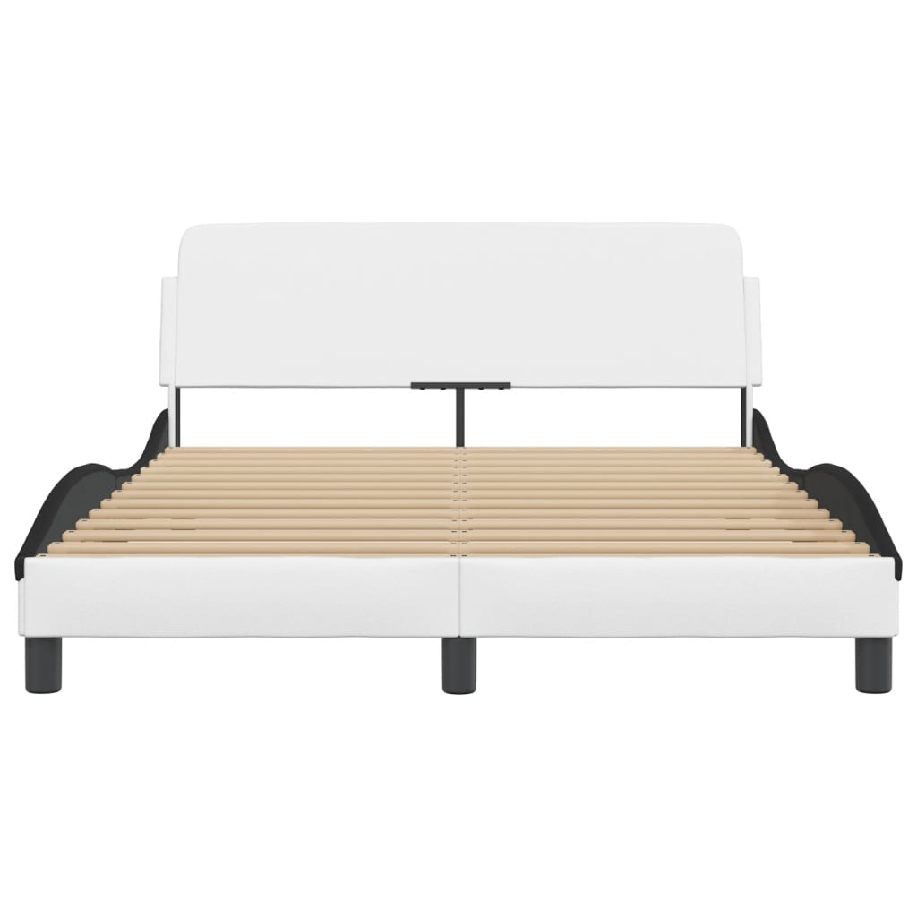 Bedframe Met Hoofdbord Kunstleer Wit En Zwart 140X190 Cm