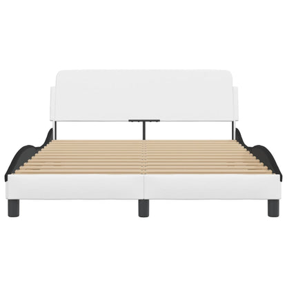 Bedframe Met Hoofdbord Kunstleer Wit En Zwart 140X190 Cm