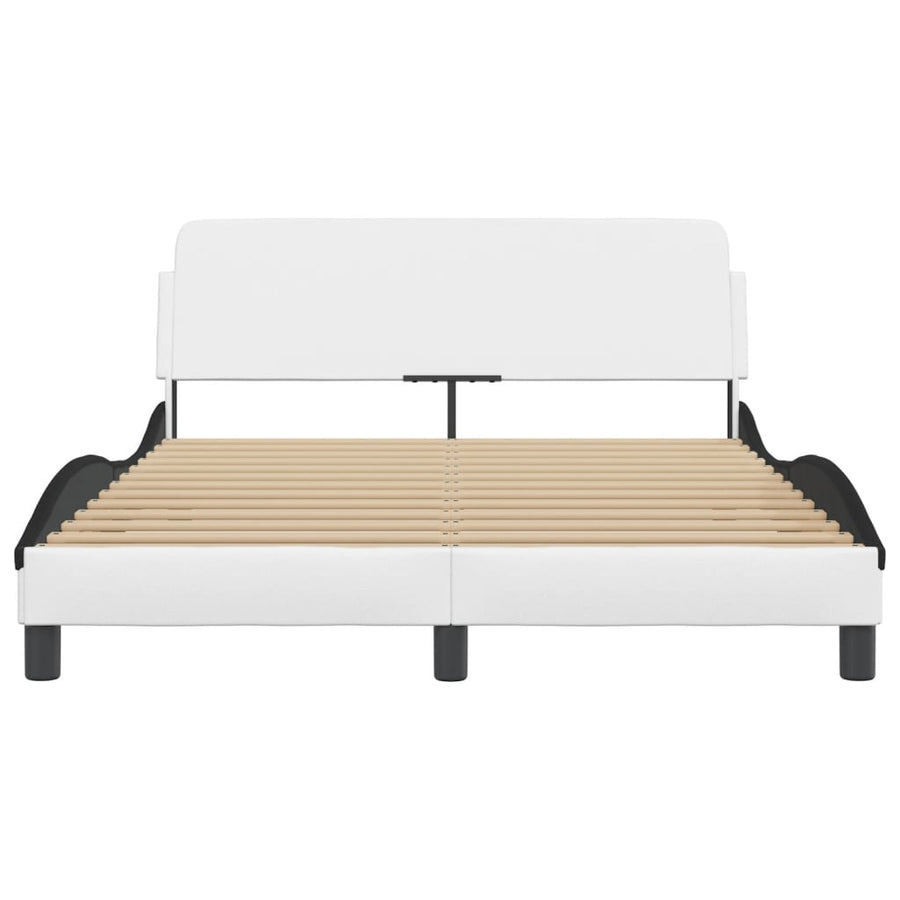 Bedframe Met Hoofdbord Kunstleer Wit En Zwart 140X190 Cm