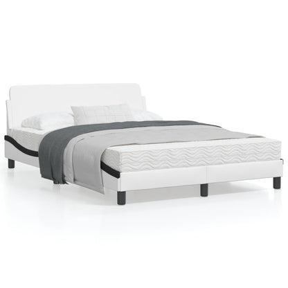 Bedframe Met Hoofdbord Kunstleer Wit En Zwart 140X190 Cm