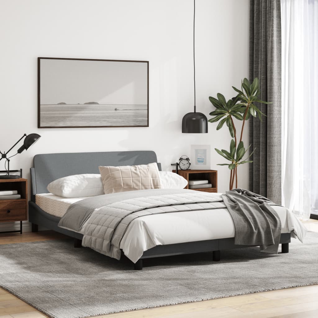 Bedframe Met Hoofdbord Stof Lichtgrijs 140X200 Cm