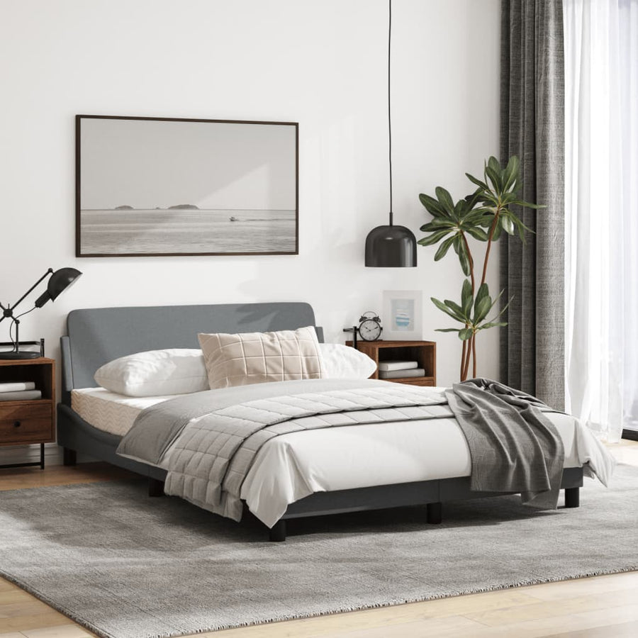 Bedframe Met Hoofdbord Stof Lichtgrijs 140X200 Cm