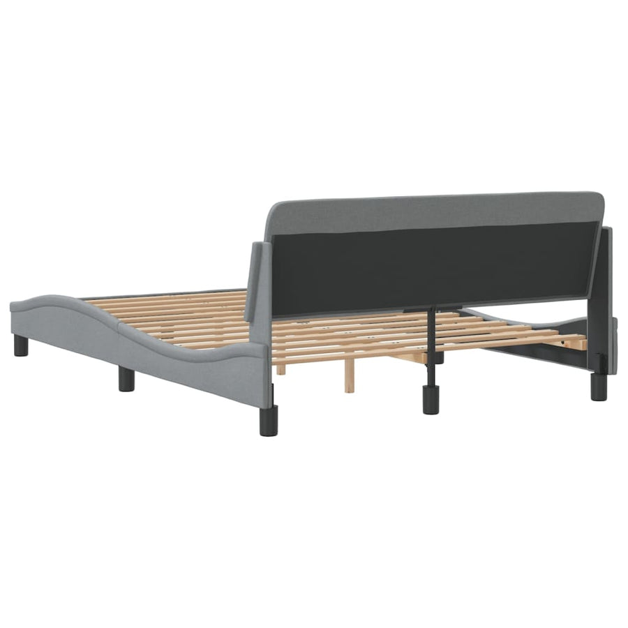 Bedframe Met Hoofdbord Stof Lichtgrijs 140X200 Cm