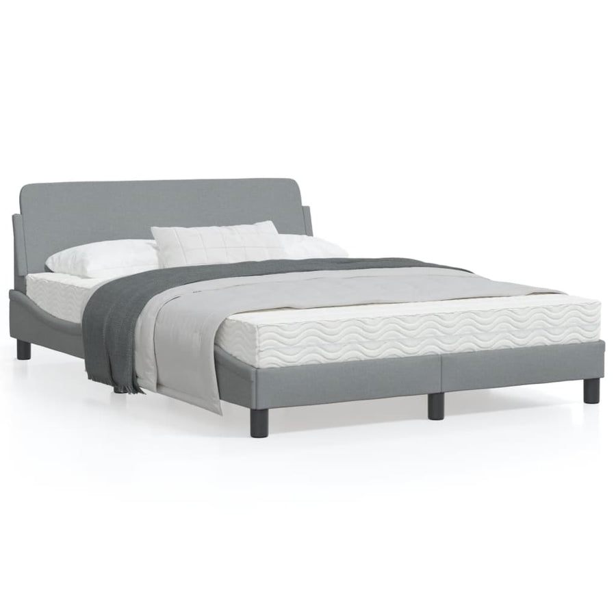 Bedframe Met Hoofdbord Stof Lichtgrijs 140X200 Cm