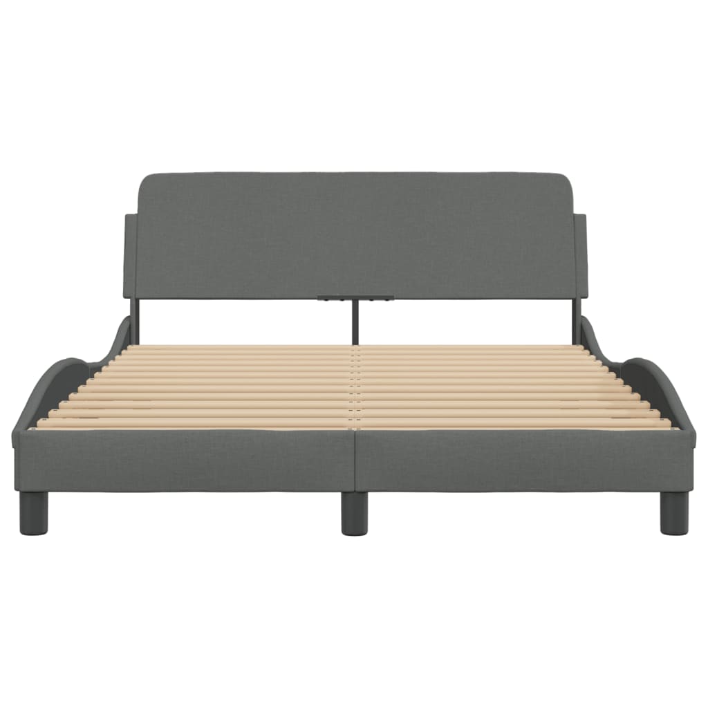 Bedframe Met Hoofdbord Stof Donkergrijs 140X200 Cm