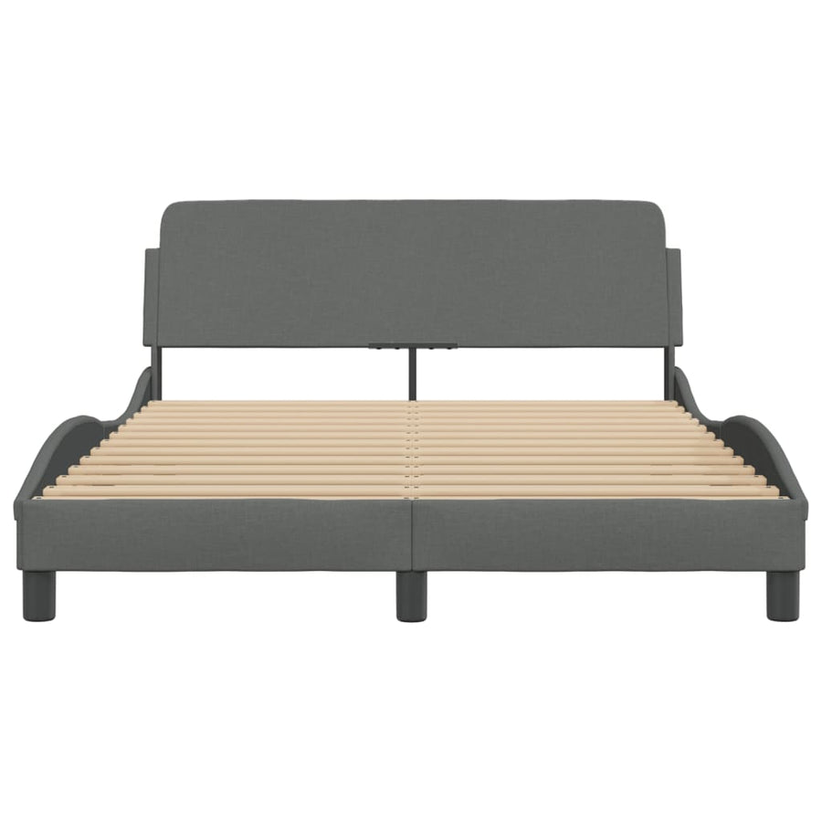 Bedframe Met Hoofdbord Stof Donkergrijs 140X200 Cm