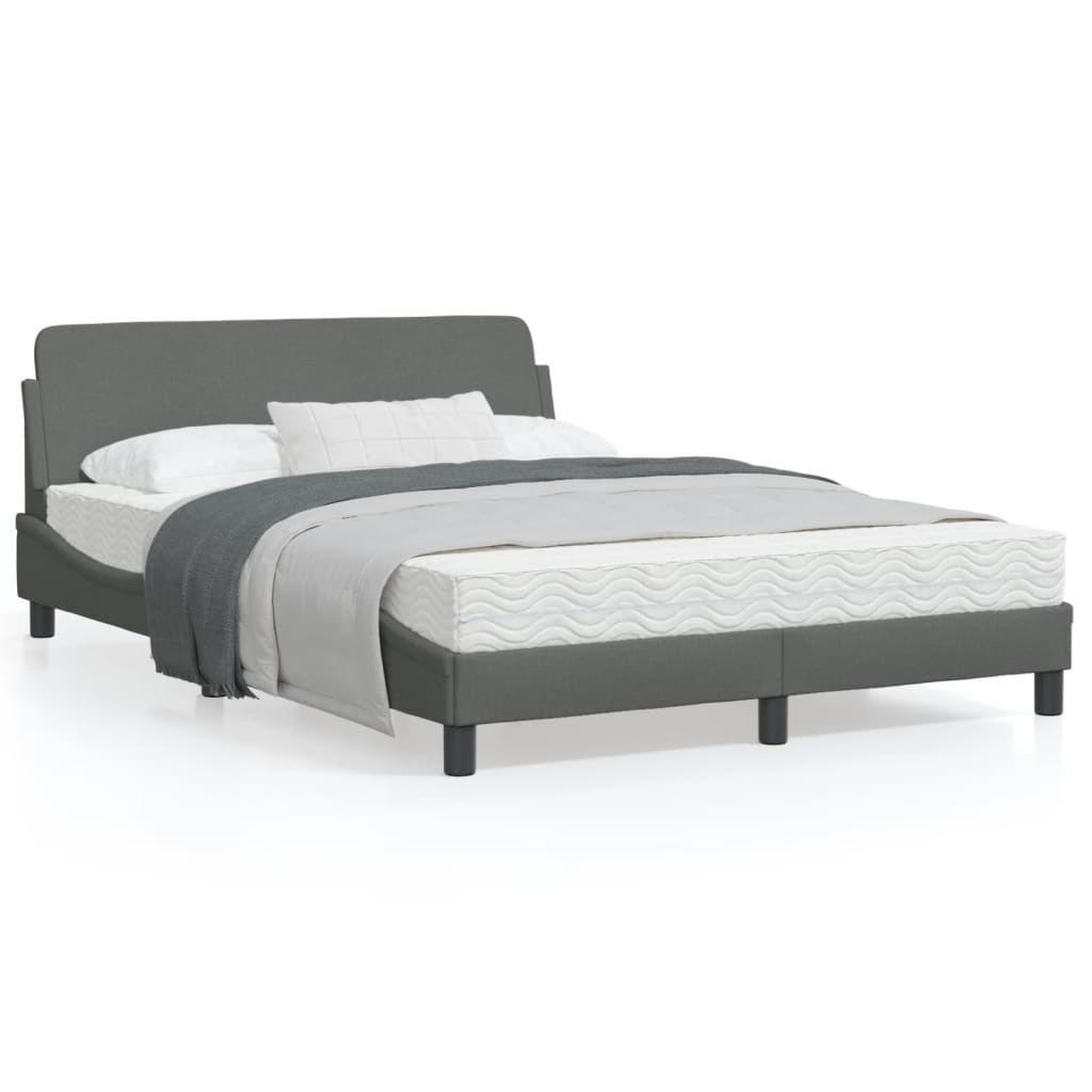 Bedframe Met Hoofdbord Stof Donkergrijs 140X200 Cm