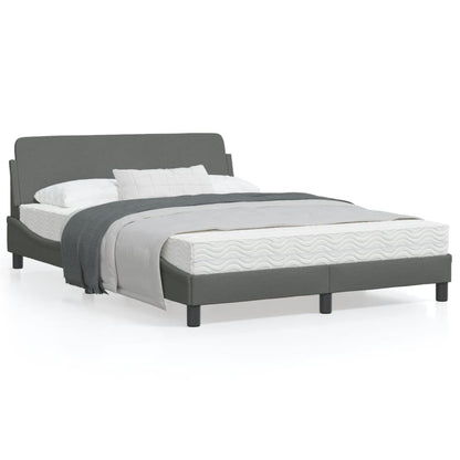 Bedframe Met Hoofdbord Stof Donkergrijs 140X200 Cm