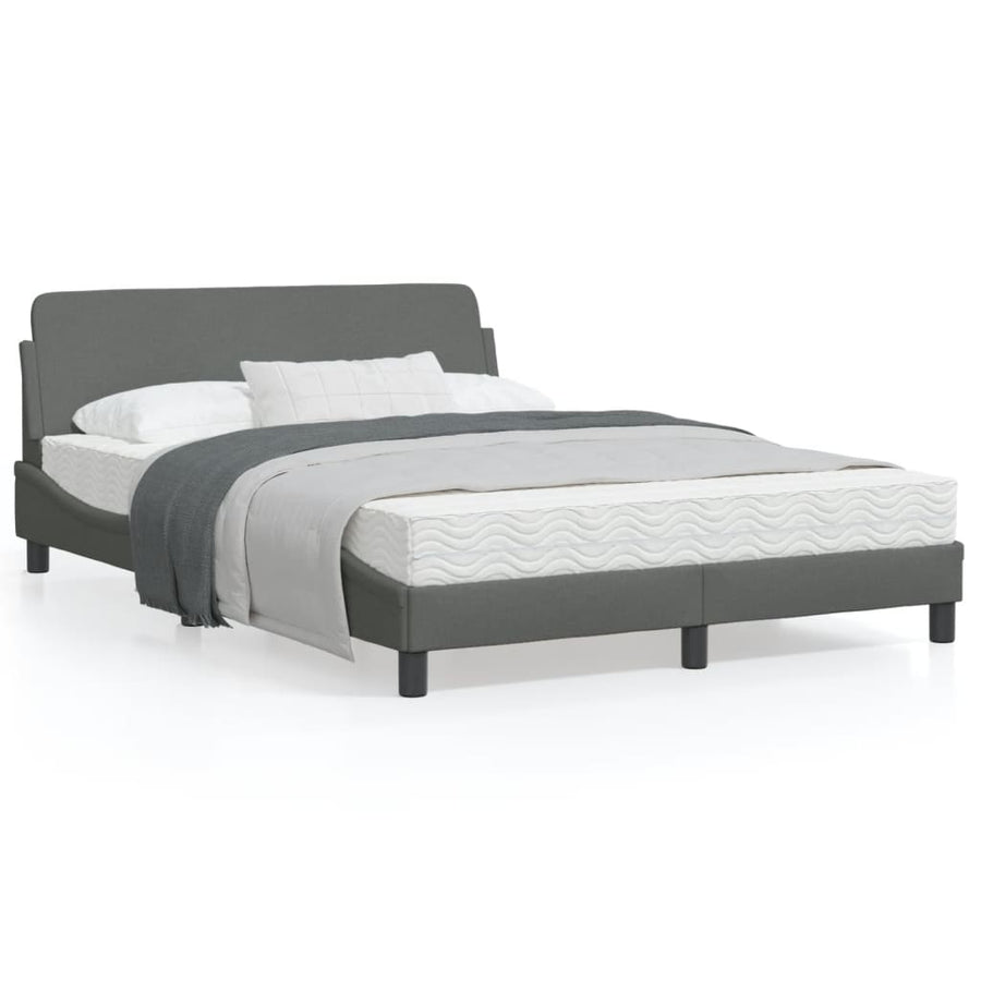 Bedframe Met Hoofdbord Stof Donkergrijs 140X200 Cm