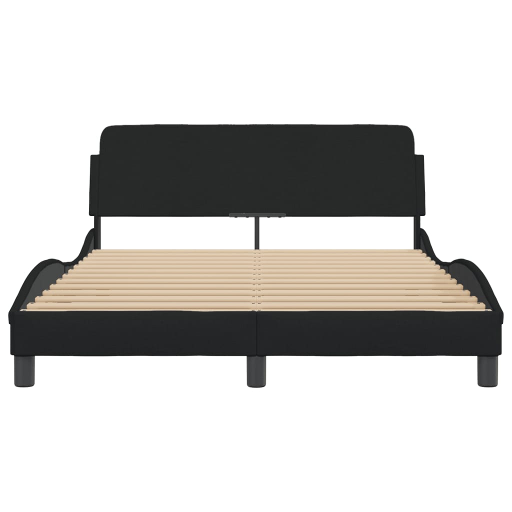 Bedframe Met Hoofdbord Stof Zwart 140X200 Cm