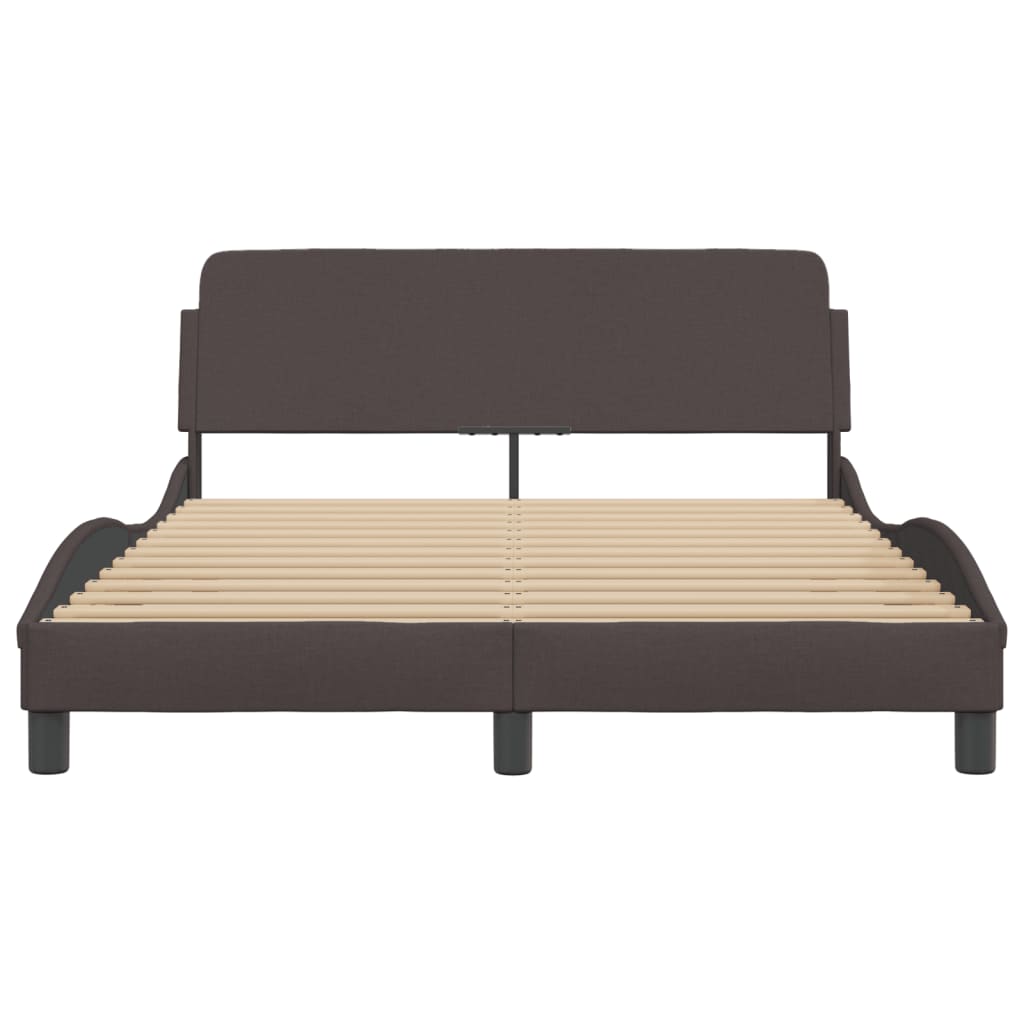 Bedframe Met Hoofdbord Stof Donkerbruin 140X200 Cm