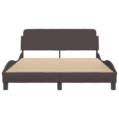 Bedframe Met Hoofdbord Stof Donkerbruin 140X200 Cm