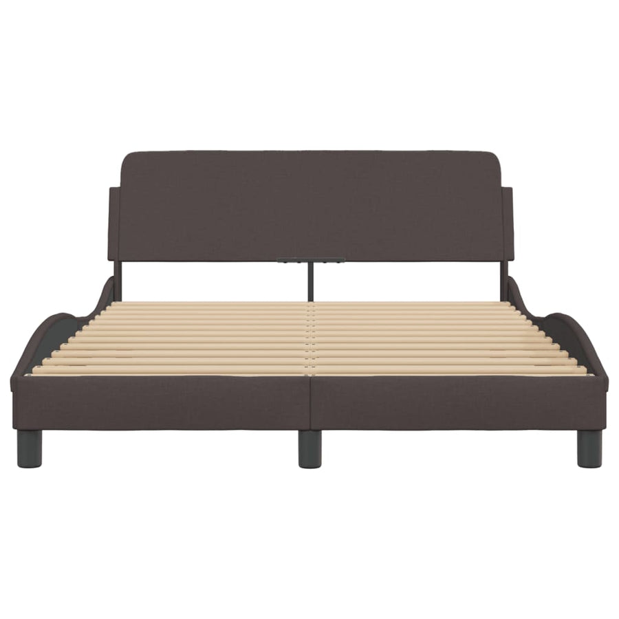 Bedframe Met Hoofdbord Stof Donkerbruin 140X200 Cm