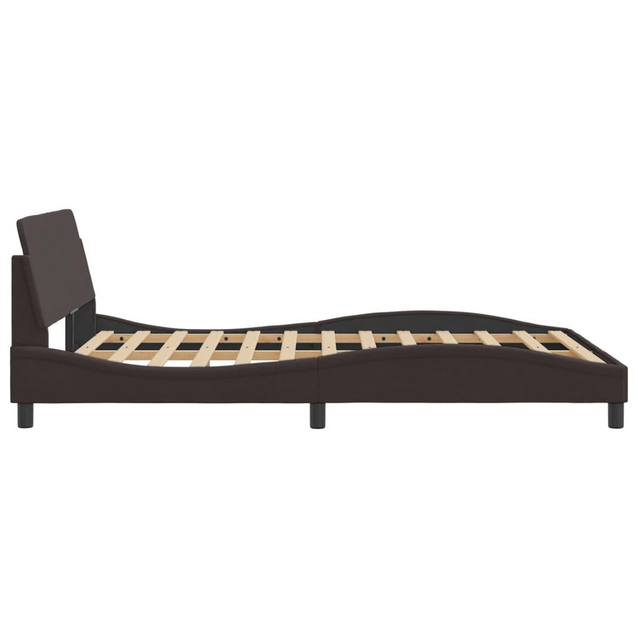 Bedframe Met Hoofdbord Stof Donkerbruin 140X200 Cm